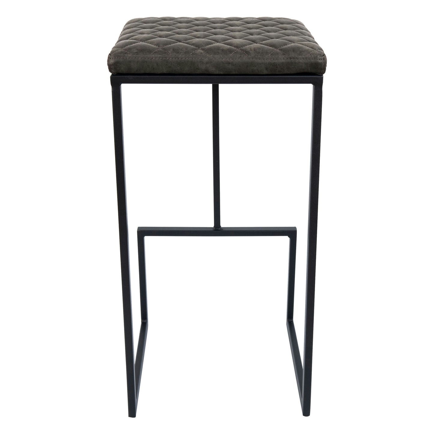 LeisureMod Quincy Leather Bar Stools With Metal Frame Set of 2