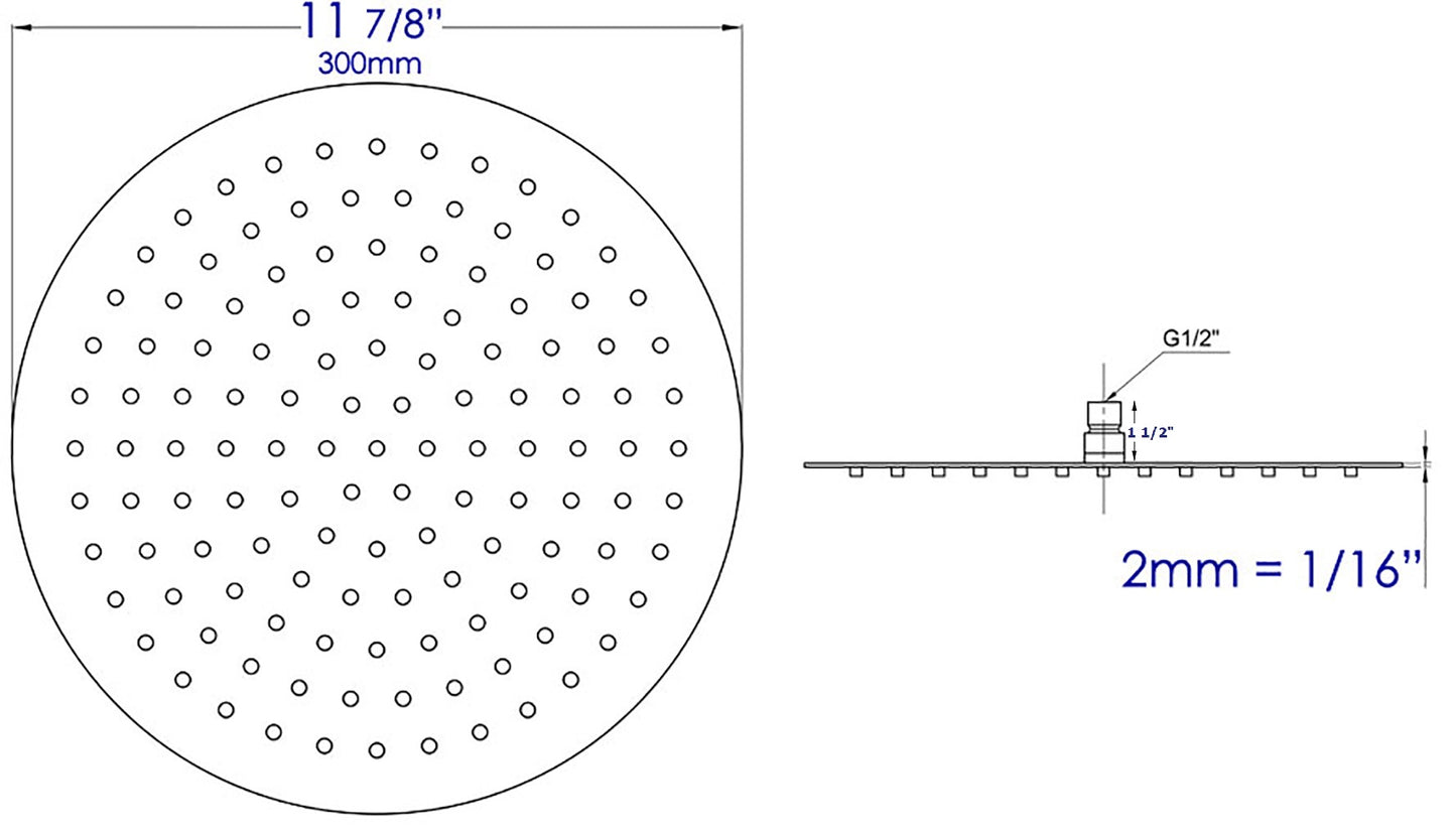 ALFI brand Solid Polished Stainless Steel 12" Round Ultra Thin Rain Shower Head