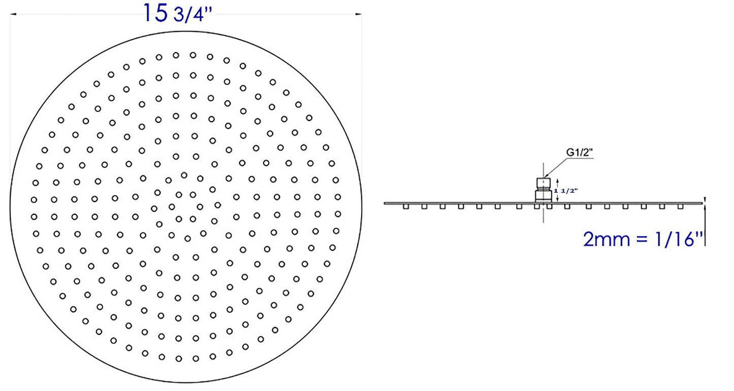 ALFI brand Solid Polished Stainless Steel 16" Round Ultra Thin Rain Shower Head