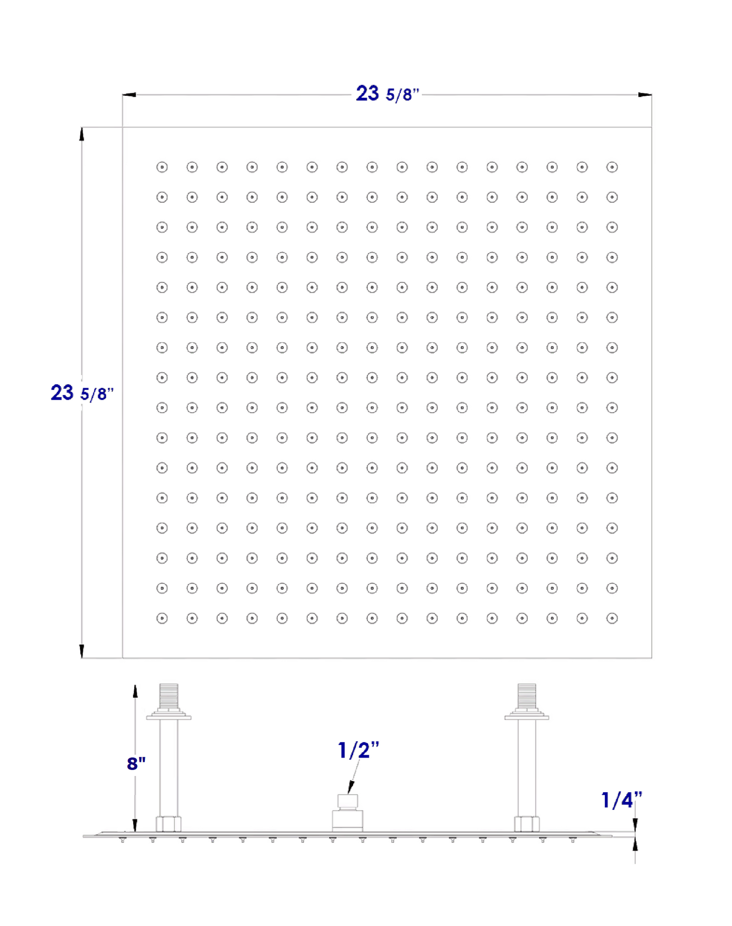 ALFI brand 24" Square Brushed Solid Stainless Steel Ultra Thin Rain Shower Head