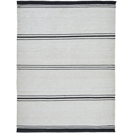 Alice Ivory/Black Hand Woven Wool Rug (94X122)