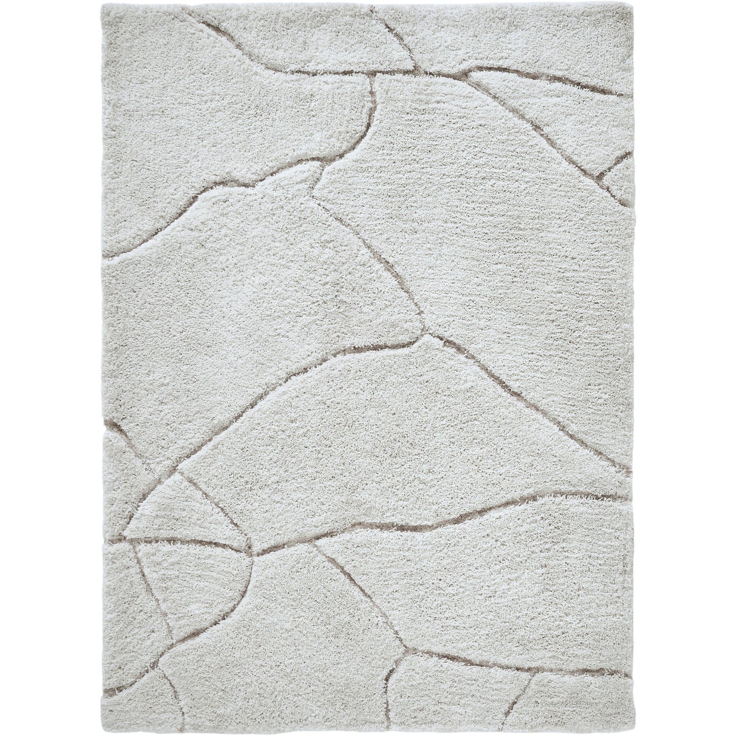 Allen Off-White/Taupe Machine Tufted Micro Polyester Rug (63X87)