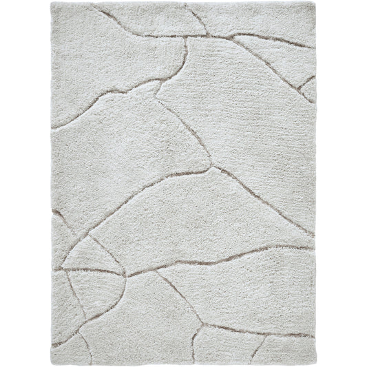 Allen Off-White/Taupe Machine Tufted Micro Polyester Rug (63X87)