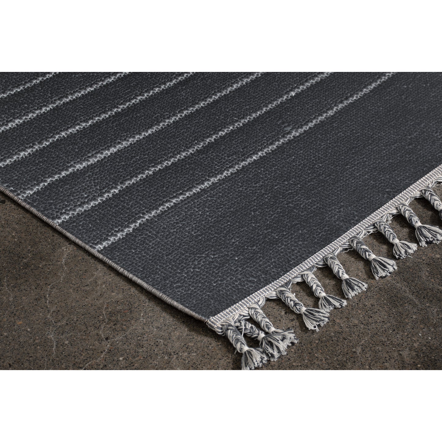 Ambrose Rectangle Charcoal/ Grey Indoor Rug 2'6" X 10 Ft