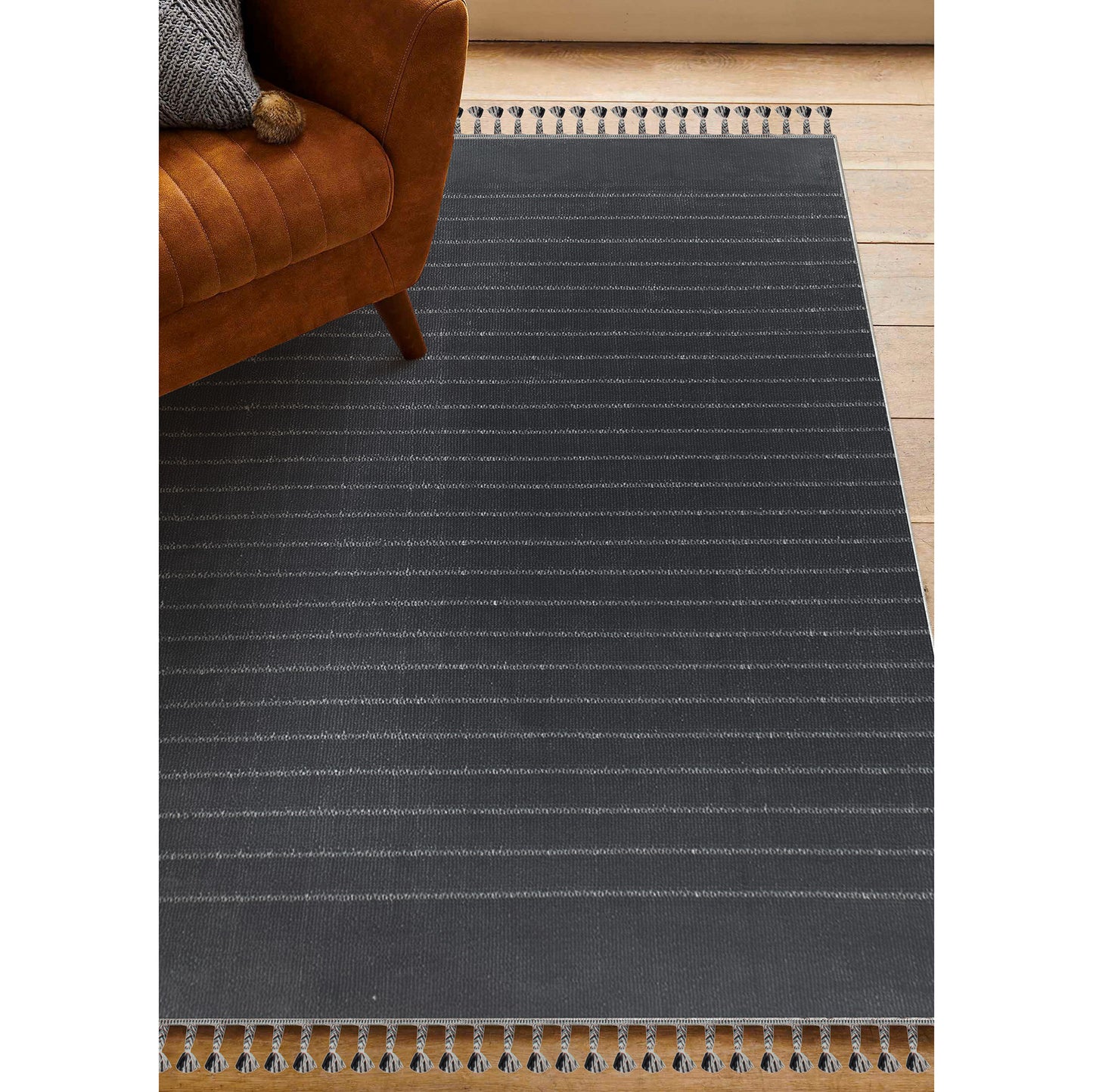 Ambrose Rectangle Charcoal/ Grey Indoor Rug 5'25" X 7'21" Ft