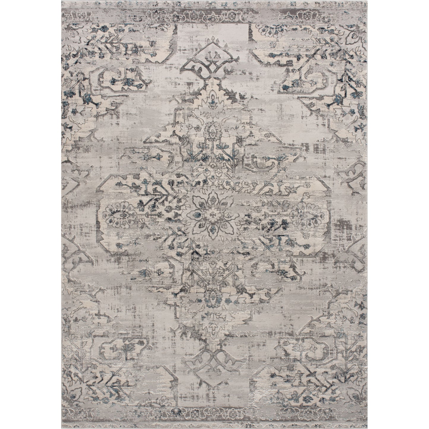 Ariella Rectangle Grey & Blue Indoor Rug 2'6 X 10'