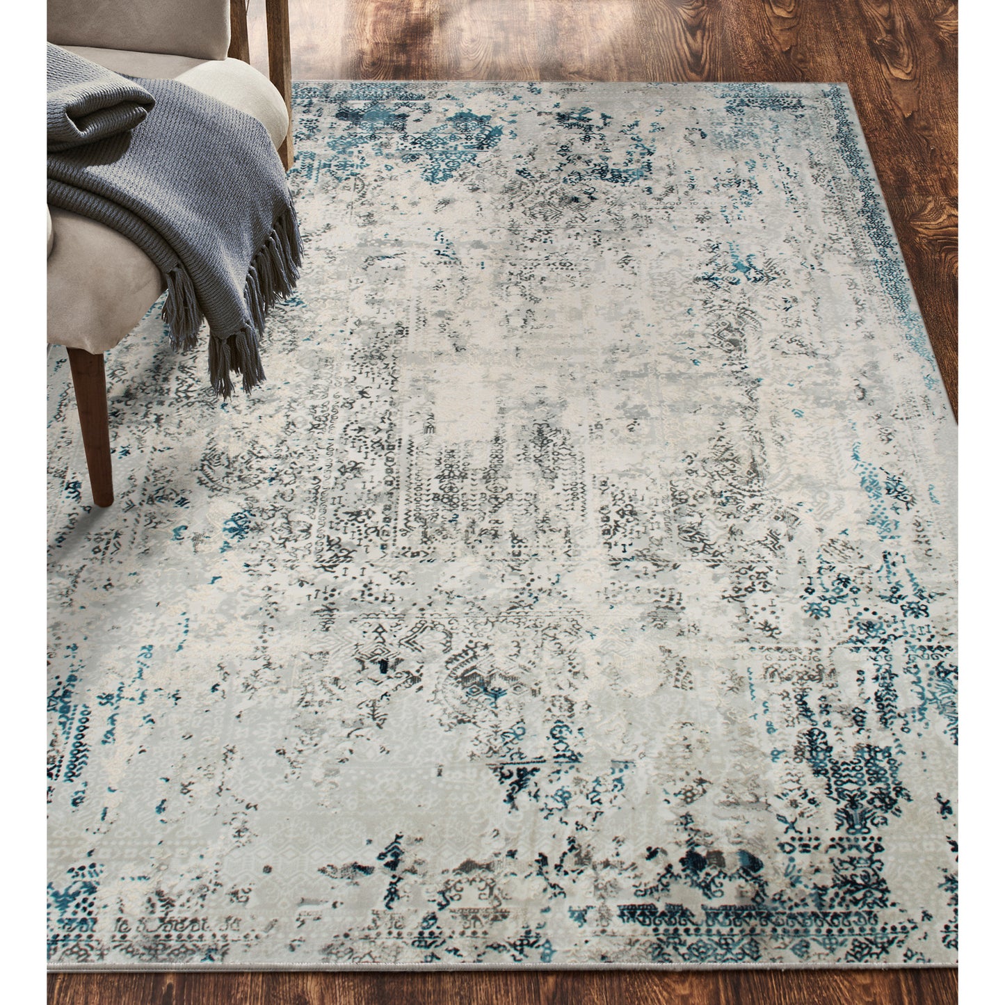 Ariella Rectangle Blue/Grey Indoor Rug 5'25" X 7'21" Ft