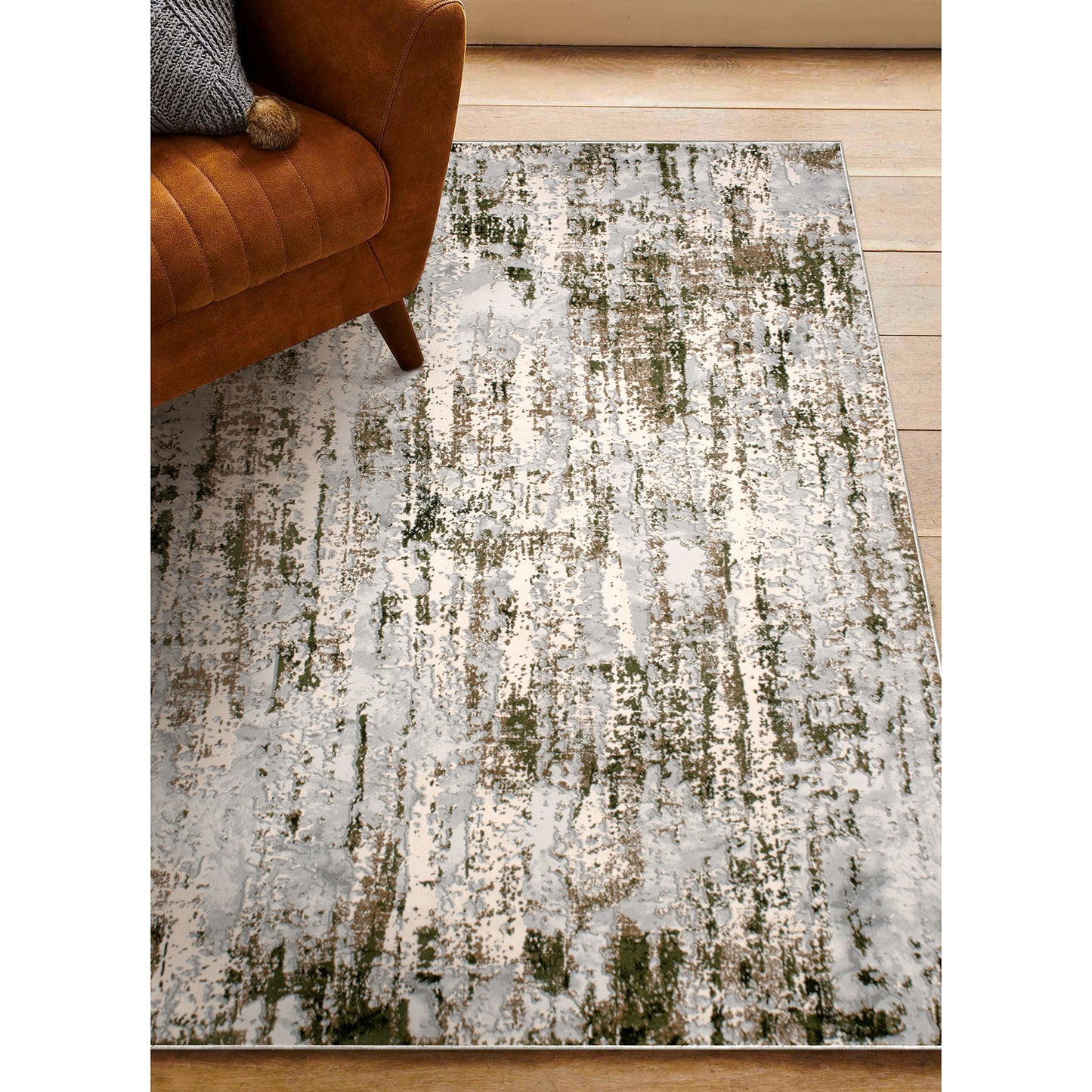 Ariella Rectangle Grey/Green Indoor Rug 5'25" X 7'21" Ft