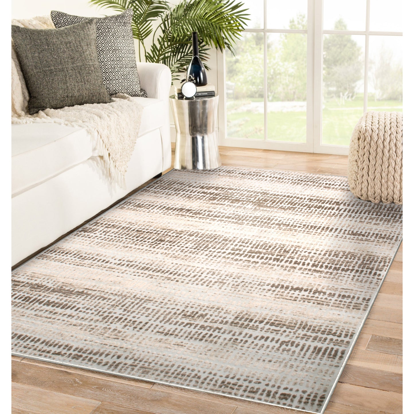 Ariella Rectangle Cream/Brown Indoor Rug 7'87" X 10'17" Ft