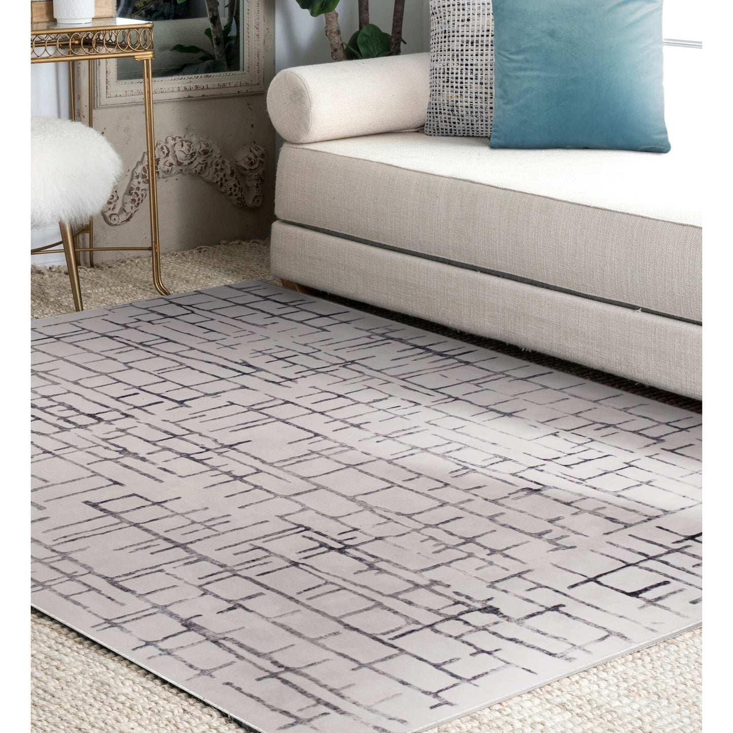 Ariella Rectangle Grey/Blue Indoor Rug 3'28" X 4'92" Ft