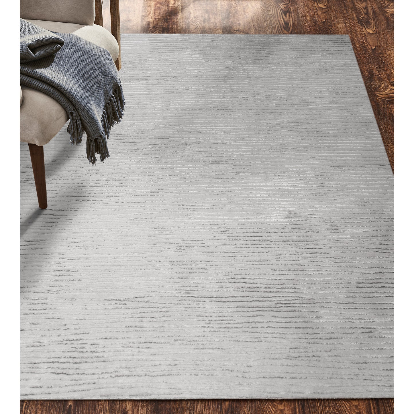 Camila Rectangle Light Cream/ Light Grey Indoor Rug 5'25" X 7'21" Ft