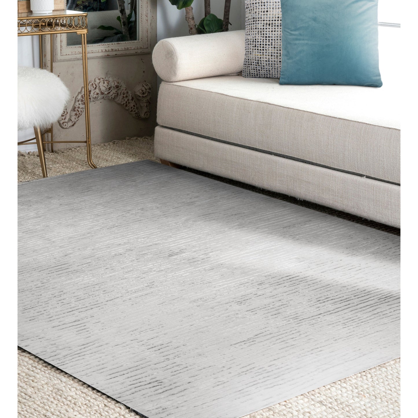 Camila Rectangle Light Cream/ Light Grey Indoor Rug 5'25" X 7'21" Ft