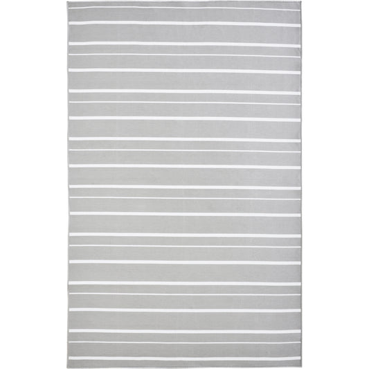 Caymen Rectangle Cool Grey,White Stripe Outdoor Rug 3X4 Ft