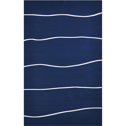 Caymen Rectangle Dark Blue,White Strip Outdoor Rug 3X4 Ft