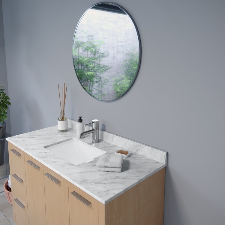 Nuova 30 in. x 30 in. Framed Round Mirror in Polished Chrome