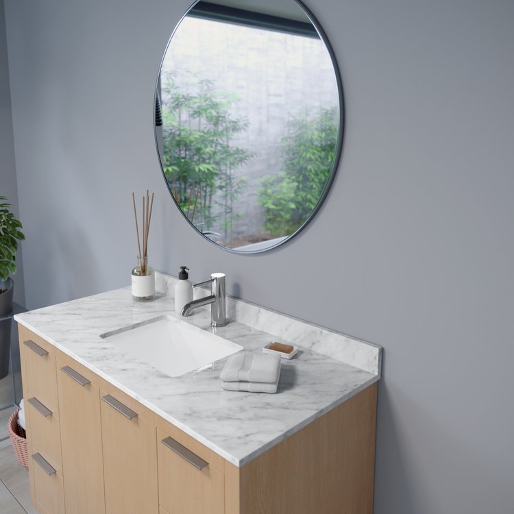 Nuova 36 in. x 36 in. Framed Round Mirror in Polished Chrome
