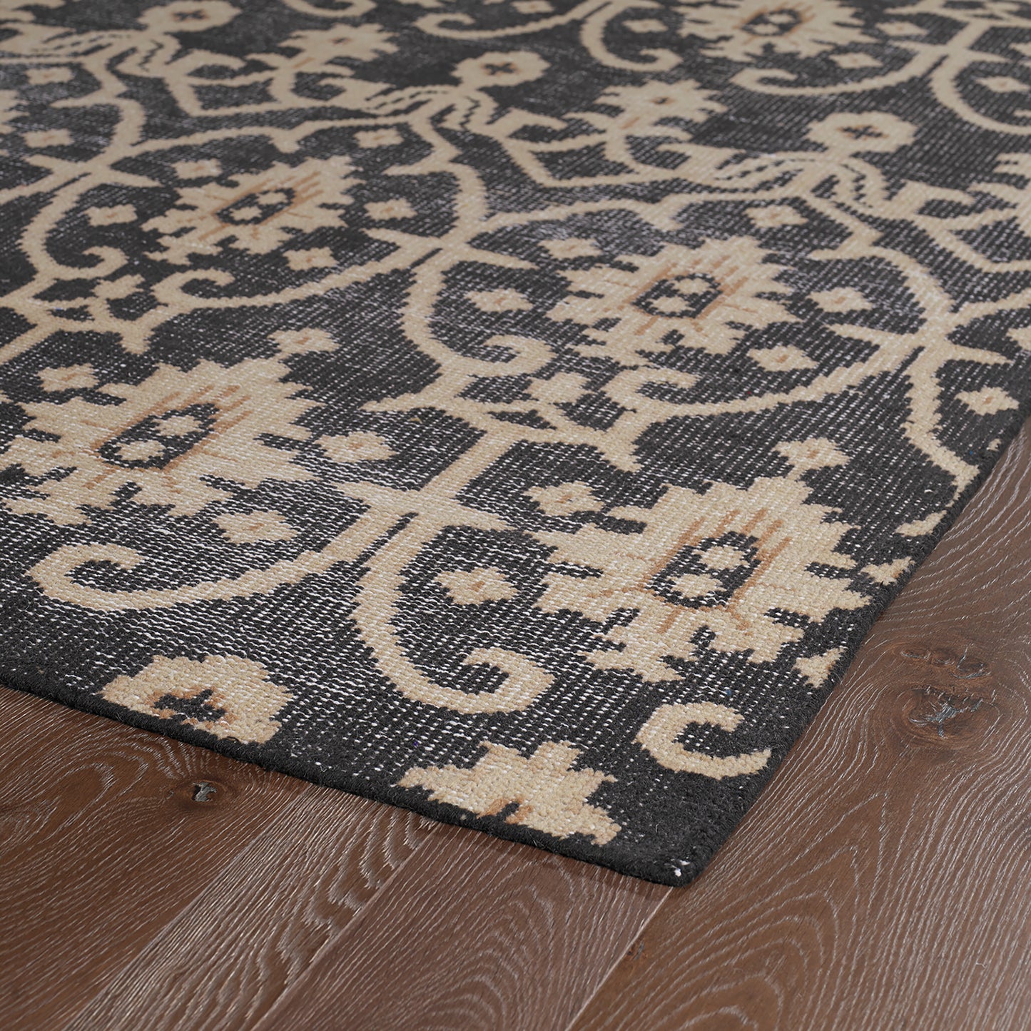Kaleen Restoration Collection Charcoal LtBrown Throw Rug 2' x 3'