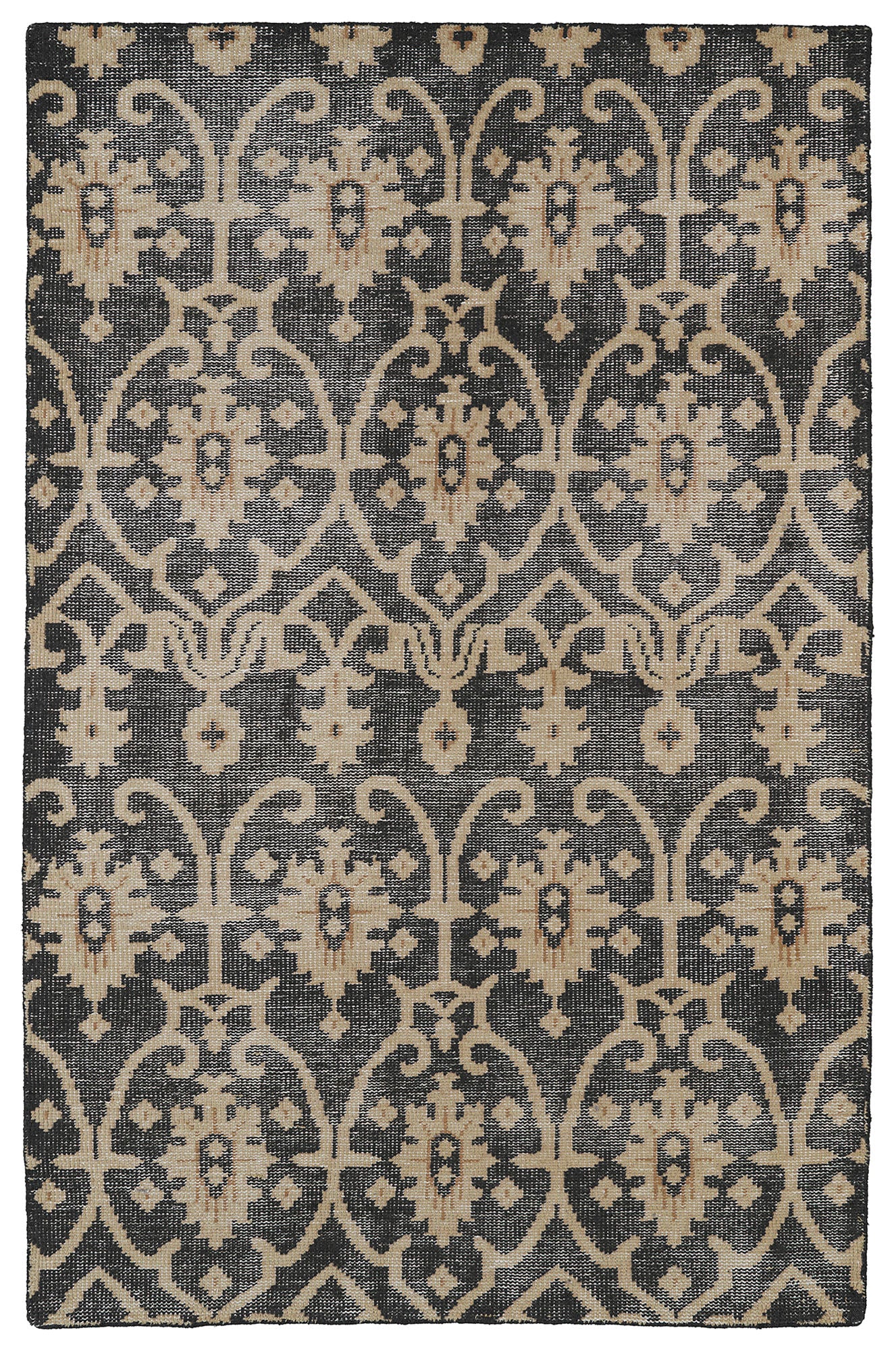 Kaleen Restoration Collection Charcoal LtBrown Throw Rug 2' x 3'