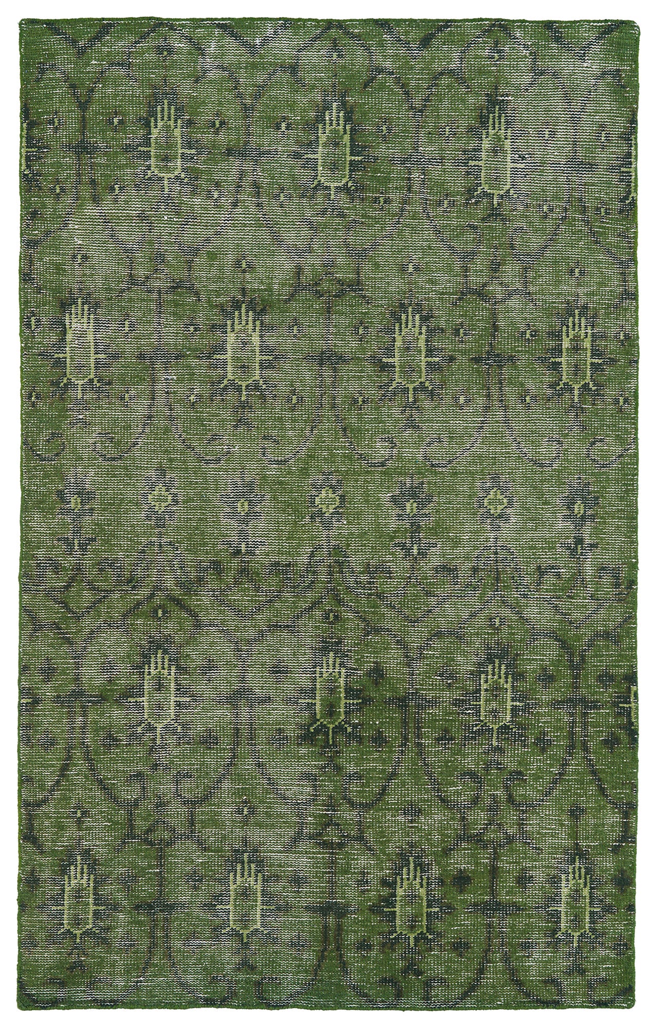 Kaleen Restoration Collection Dark Green Throw Rug 2' x 3'