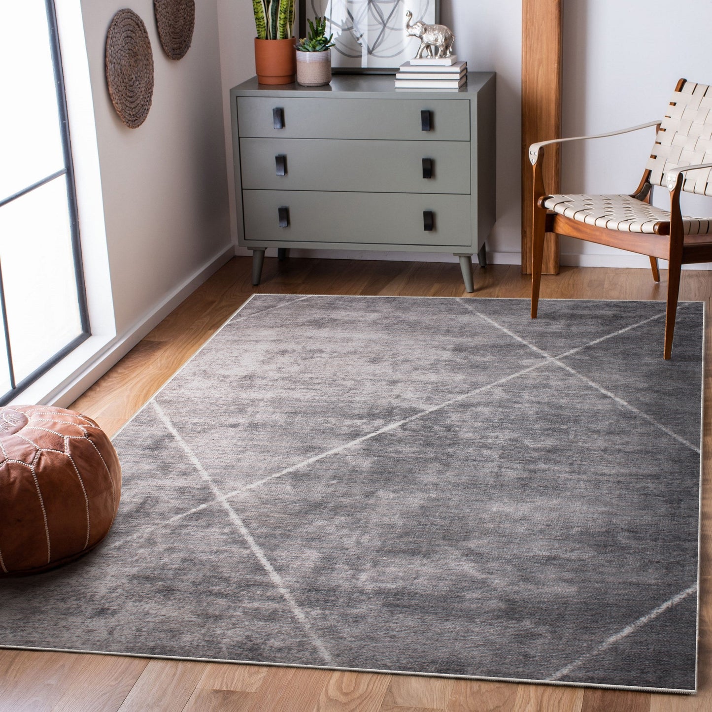 Fallon Rectangle Grey/ Ivory Indoor Rug 2'6" X 10 Ft