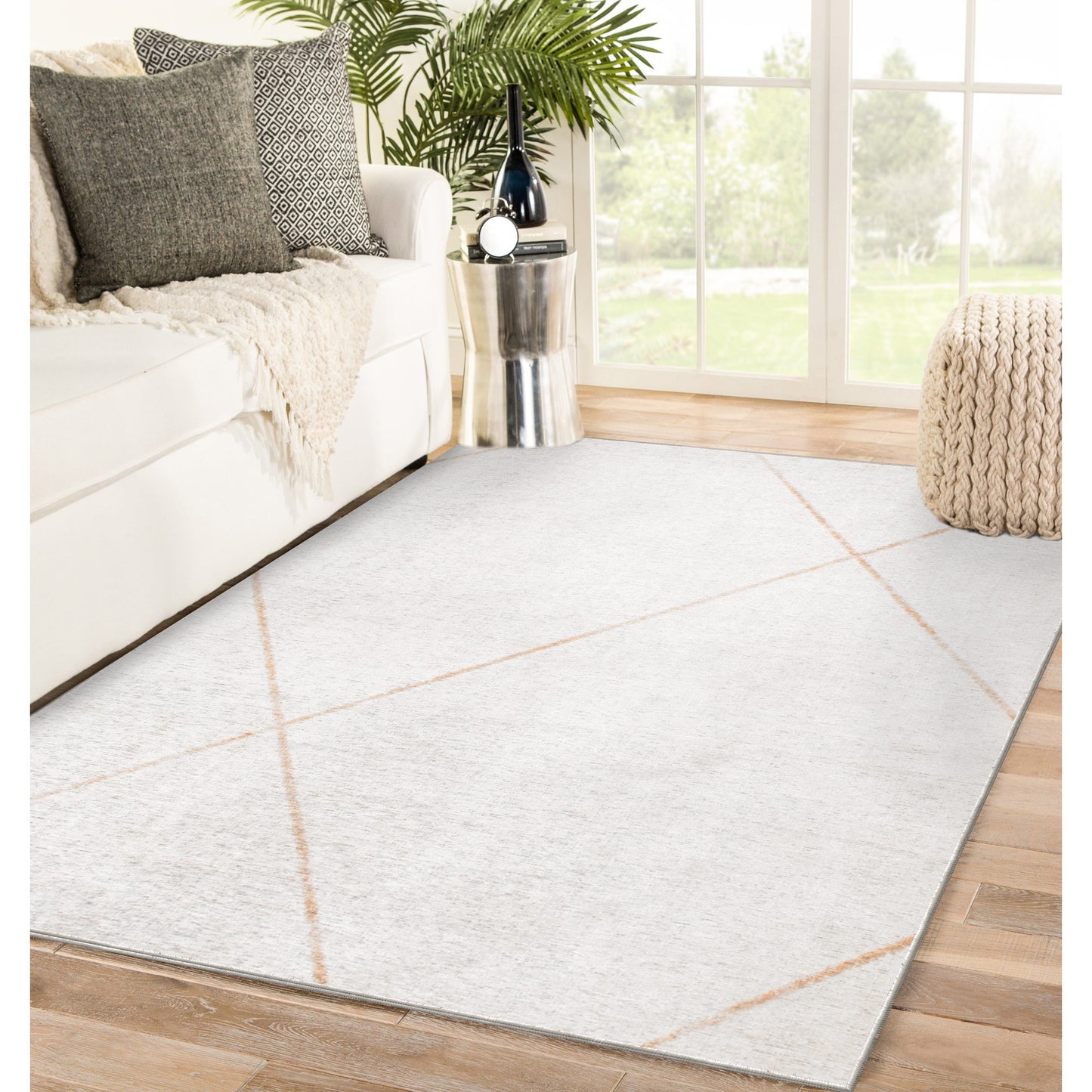 Fallon Rectangle Ivory/ Beige Indoor Rug 5'25" X 7'21" Ft