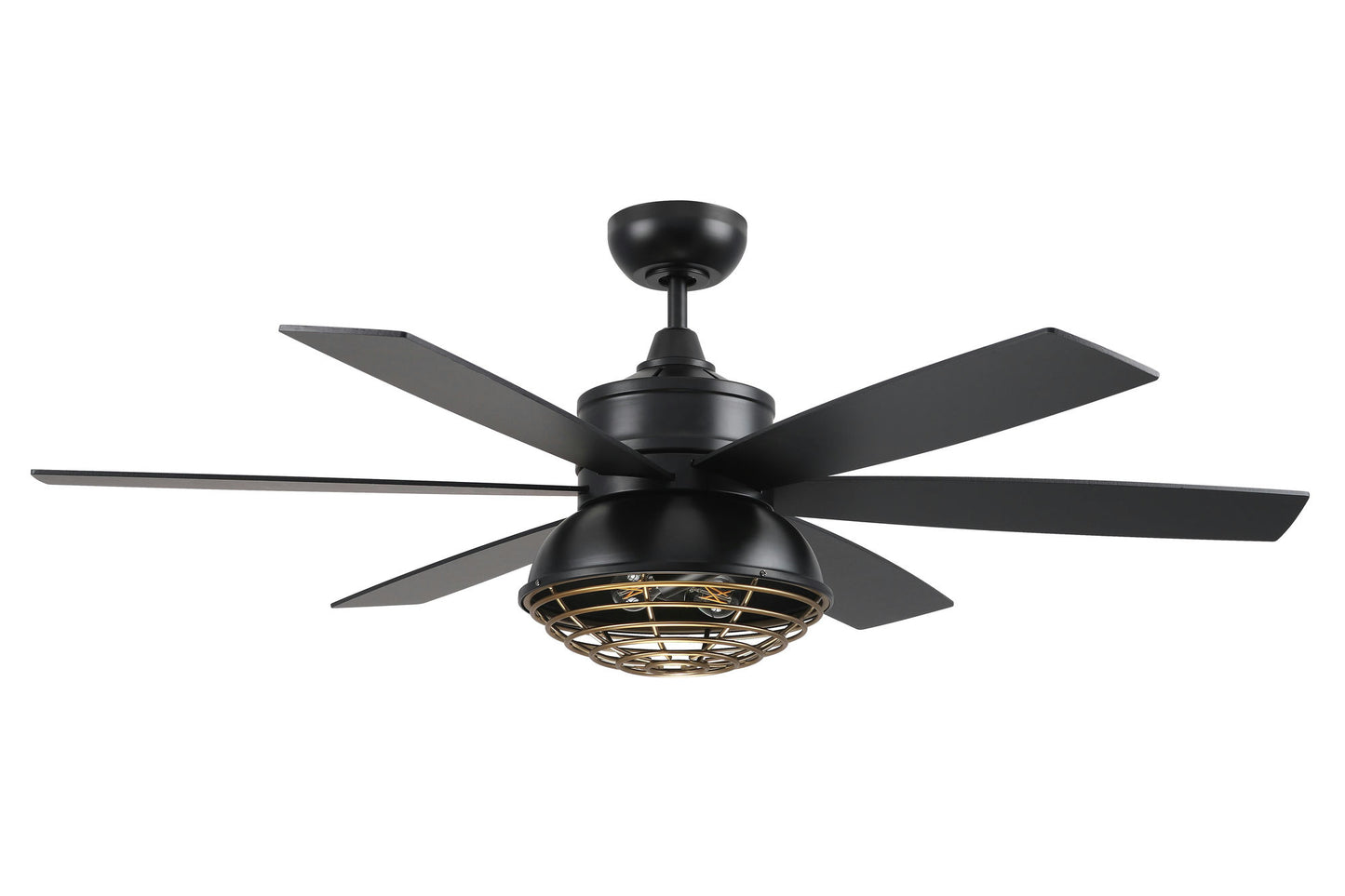 52" Rugged black/Satin Brass finish, black/Driftwood blades,WiFi Control