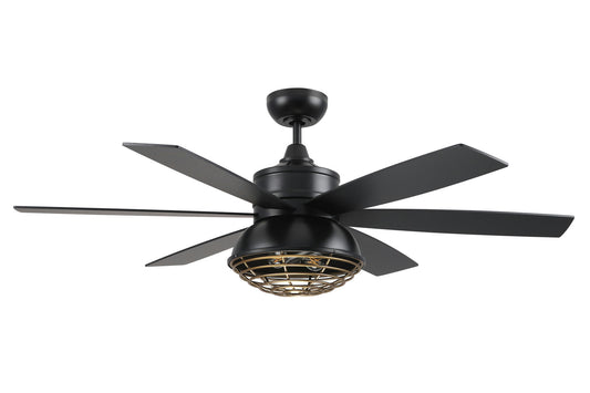 52" Rugged black/Satin Brass finish, black/Driftwood blades,WiFi Control