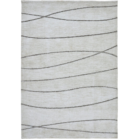 Hazel Off-White/Grey Machine Knitted Micro Polyester Rug (63X87)