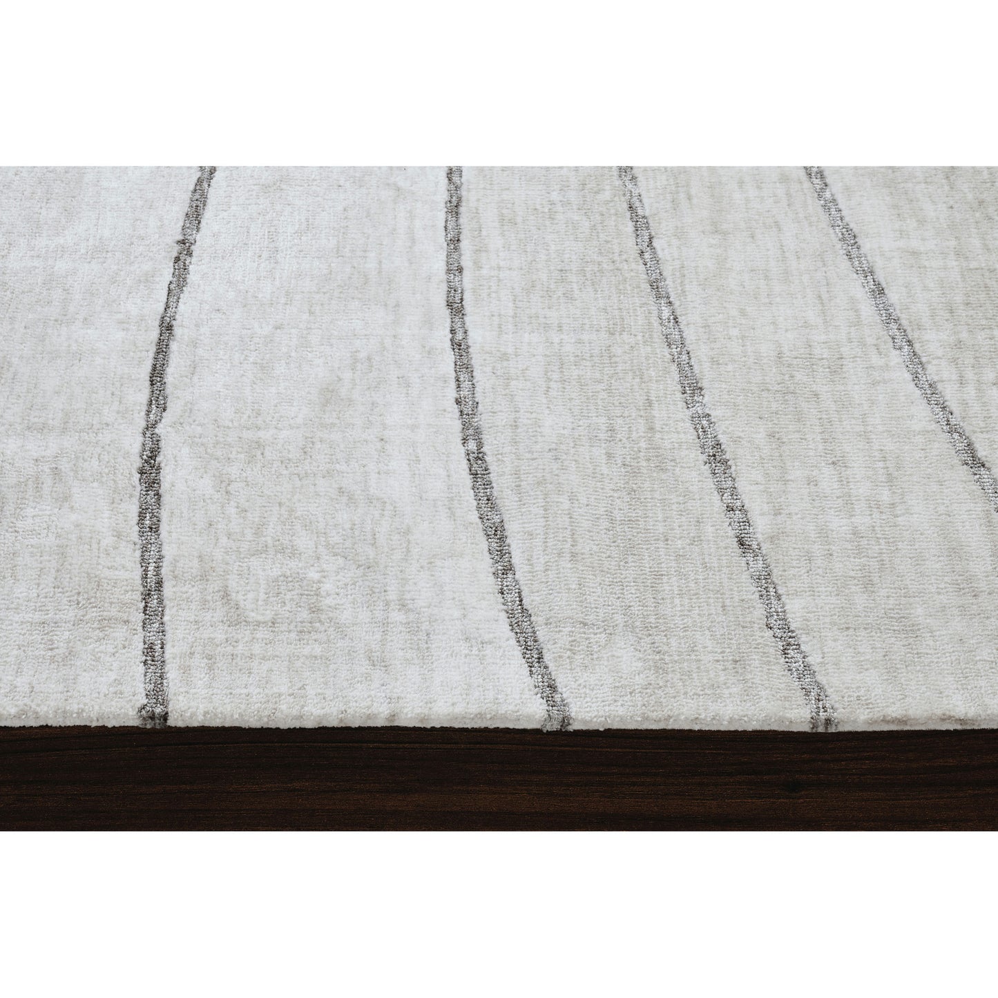 Hazel Off-White/Grey Machine Knitted Micro Polyester Rug (63X87)