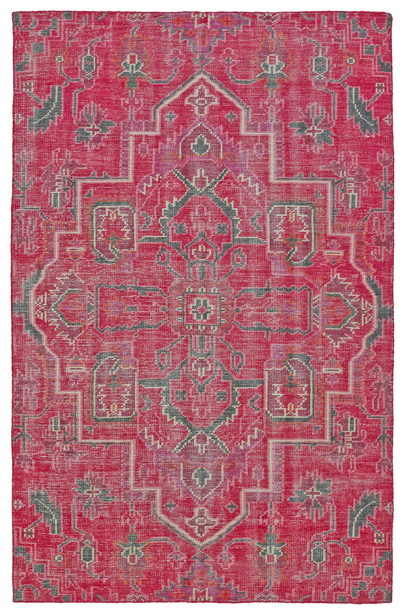 Kaleen Relic Collection Bright Pink Throw Rug 2' x 3'