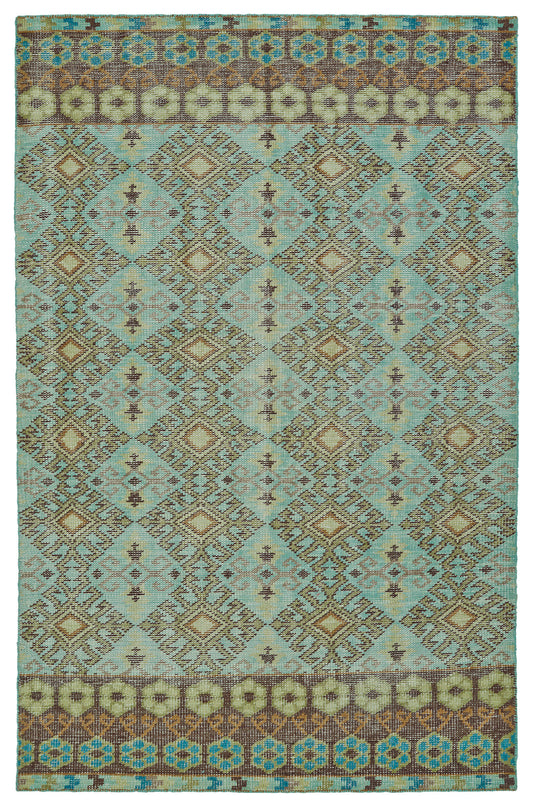 Kaleen Relic Collection Light Turquoise Area Rug 4' x 6'