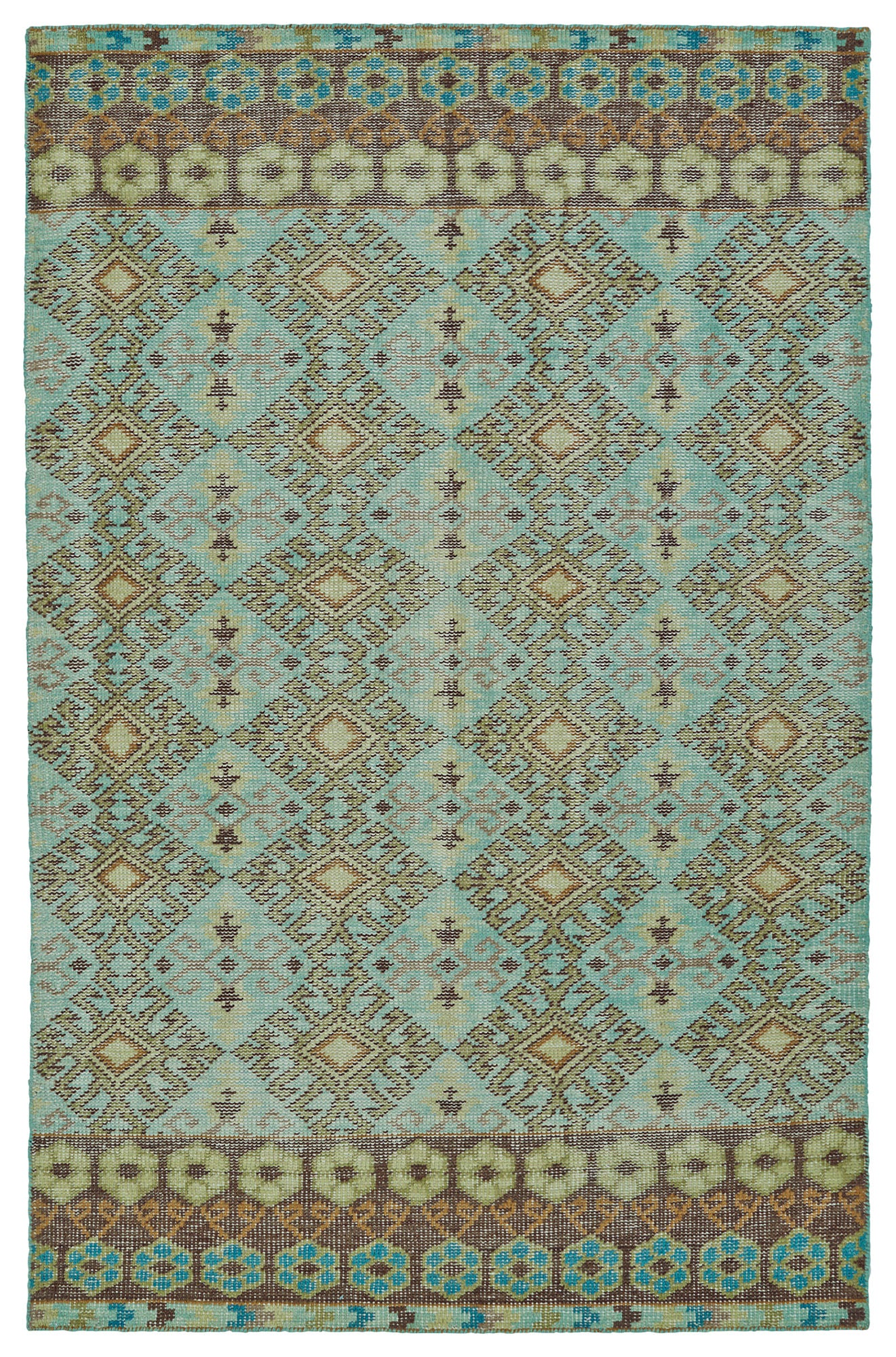 Kaleen Relic Collection Light Turquoise Area Rug 5'6" x 8'6"