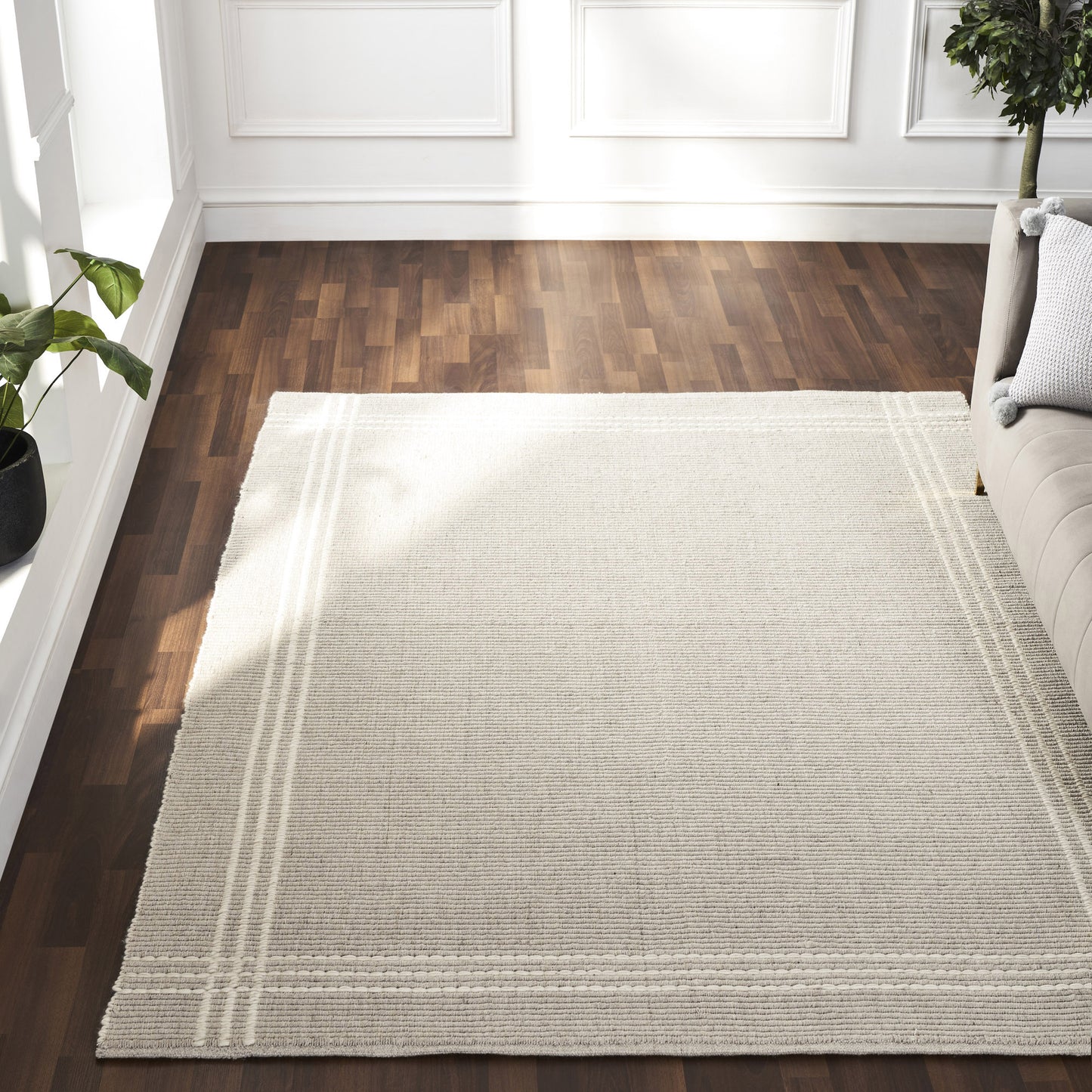 Lindley Oatmeal Hand Woven Wool, Polyester Rug (63X87)