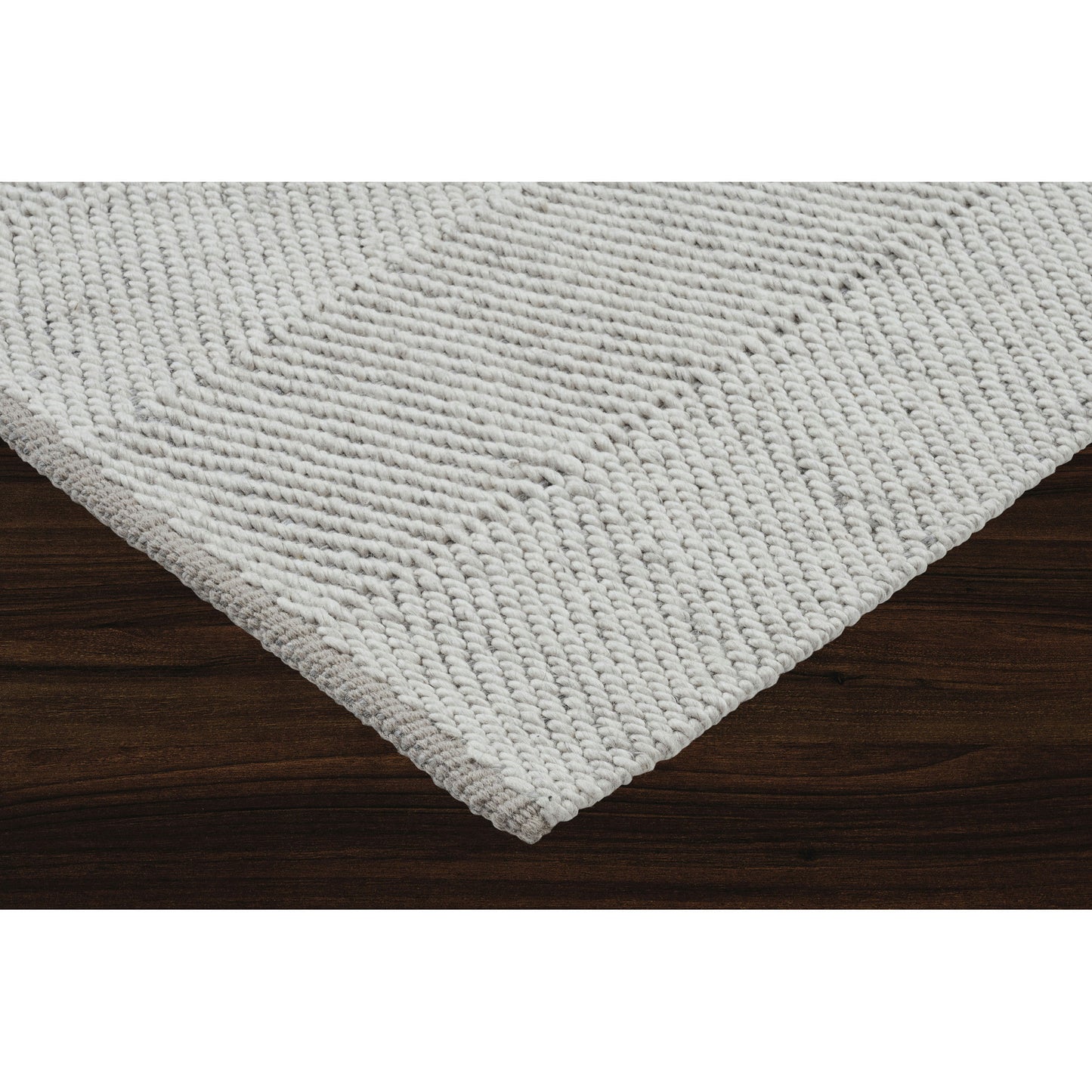 Malur Ivory/Silver Hand Woven Wool, Polyester Rug (24X39)