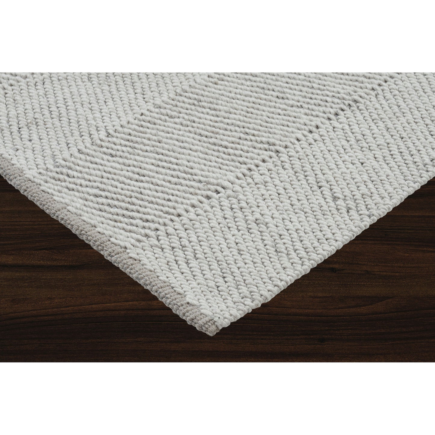 Malur Ivory/Silver Hand Woven Wool, Polyester Rug (63X87)