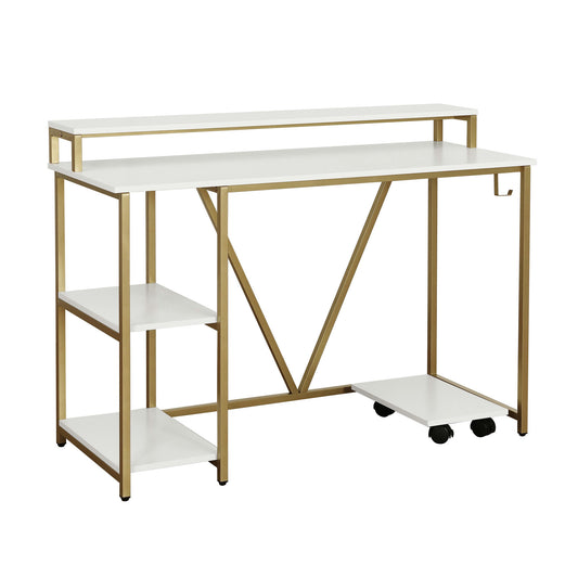 Techni Mobili Industrial Writing Desk, Gold
