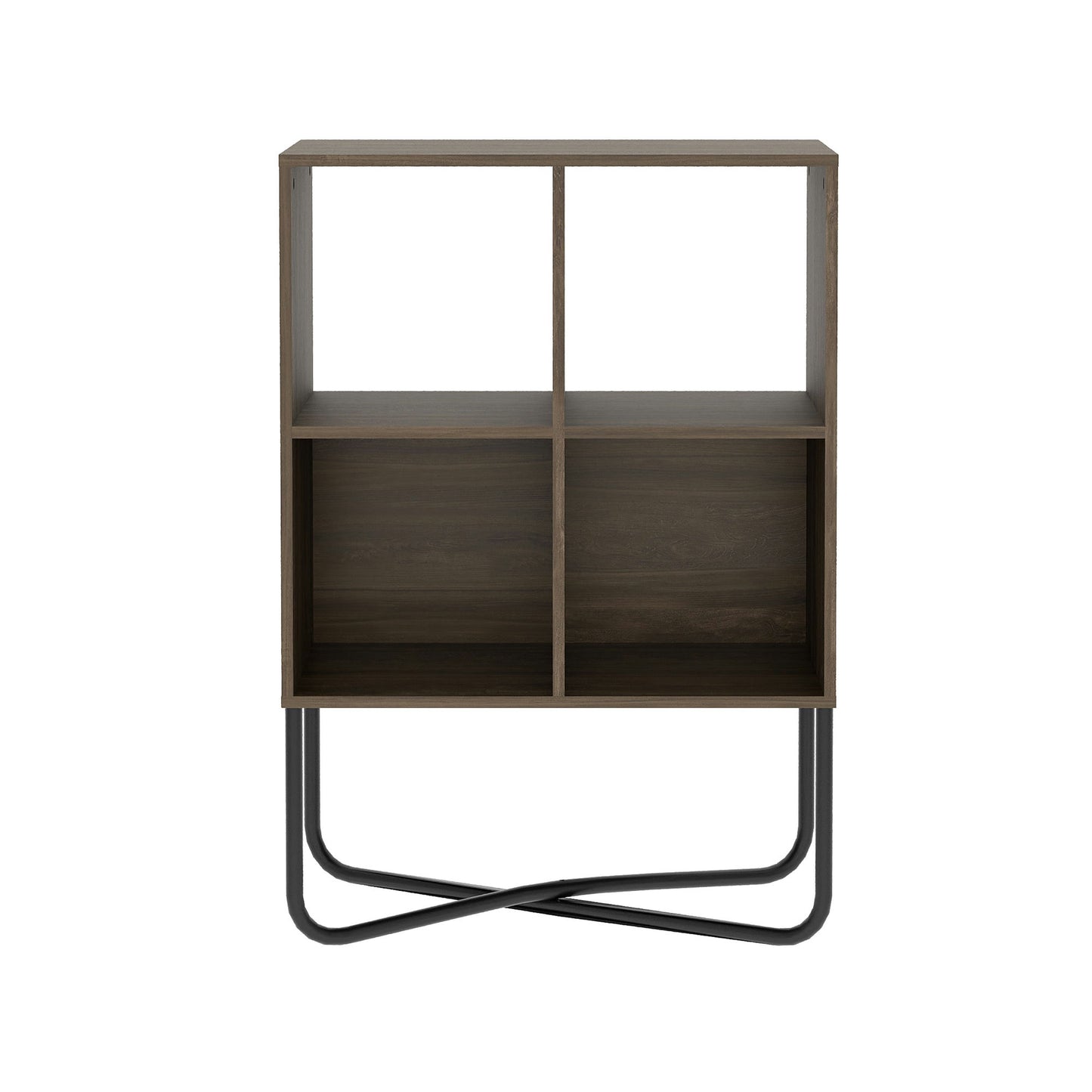 Techni Mobili Modern Geometric Bookcase, Walnut