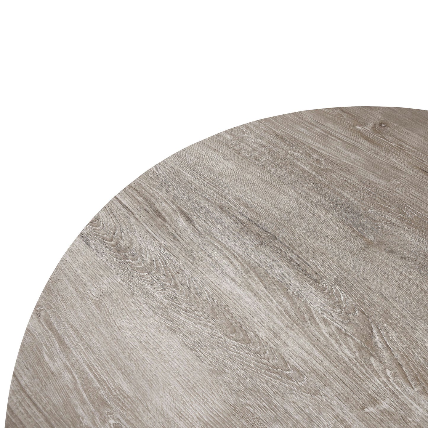 LeisureMod Ravenna Modern Round Grey Wood 47" Dining Table With Metal Legs