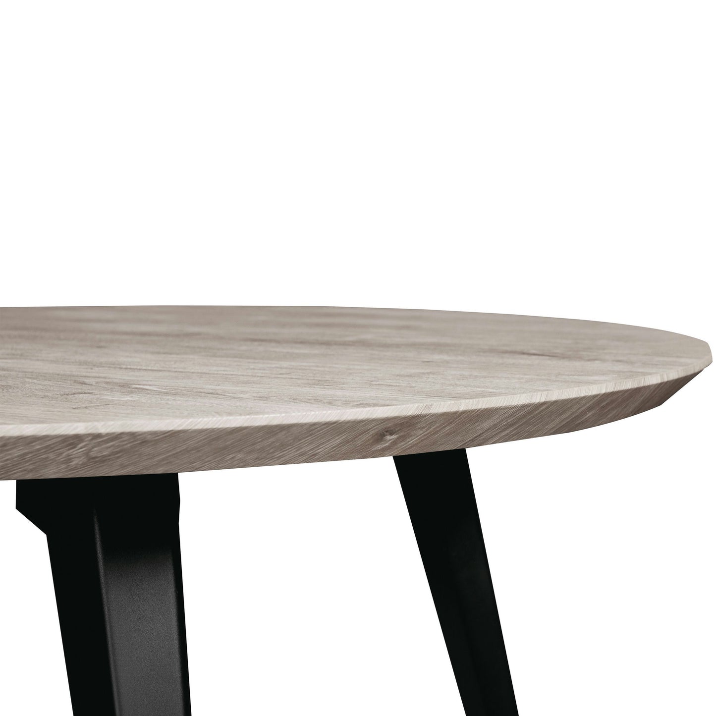 LeisureMod Ravenna Modern Round Grey Wood 47" Dining Table With Metal Legs