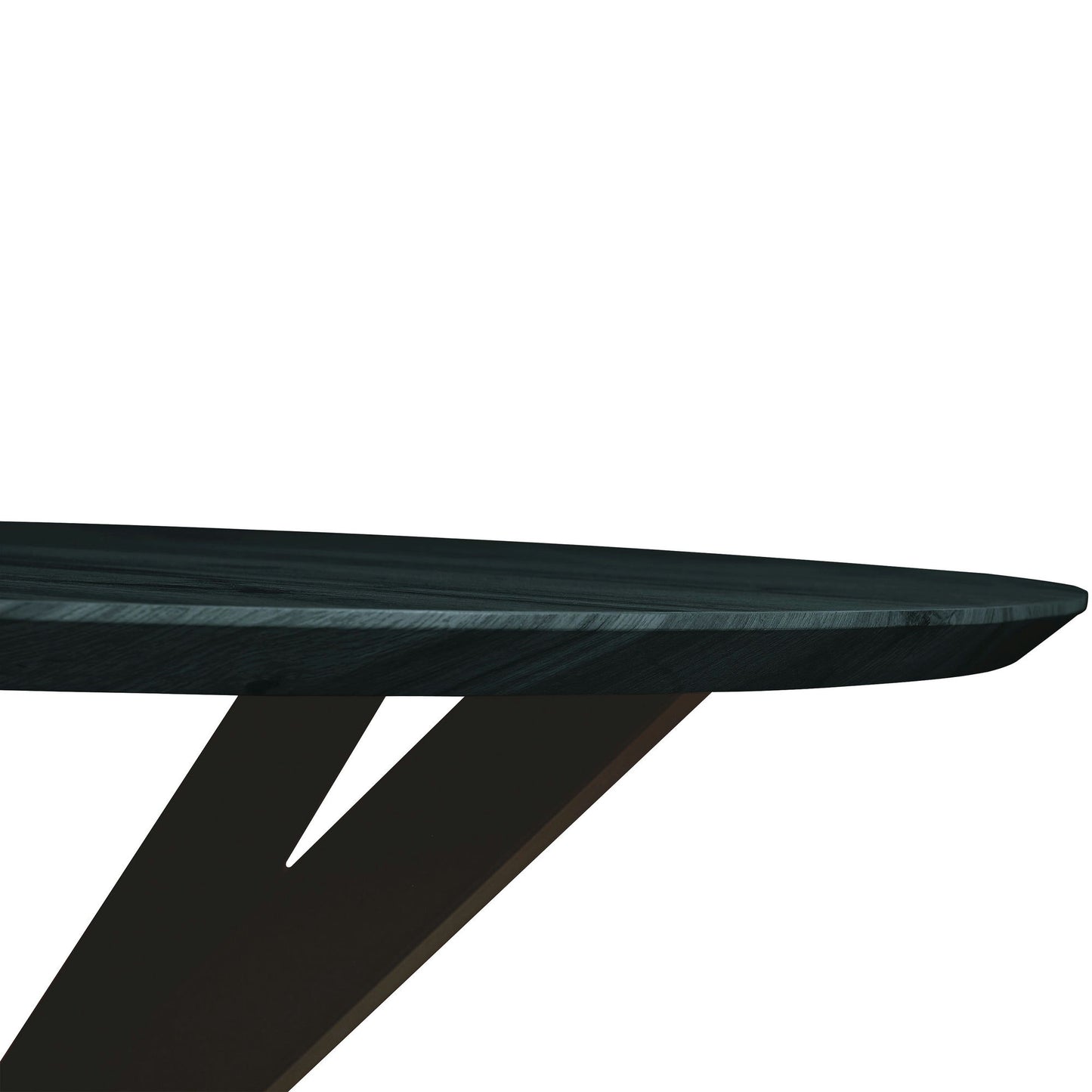 LeisureMod Ravenna 47" Round Ebony Wood Dining Table With Modern Metal Base