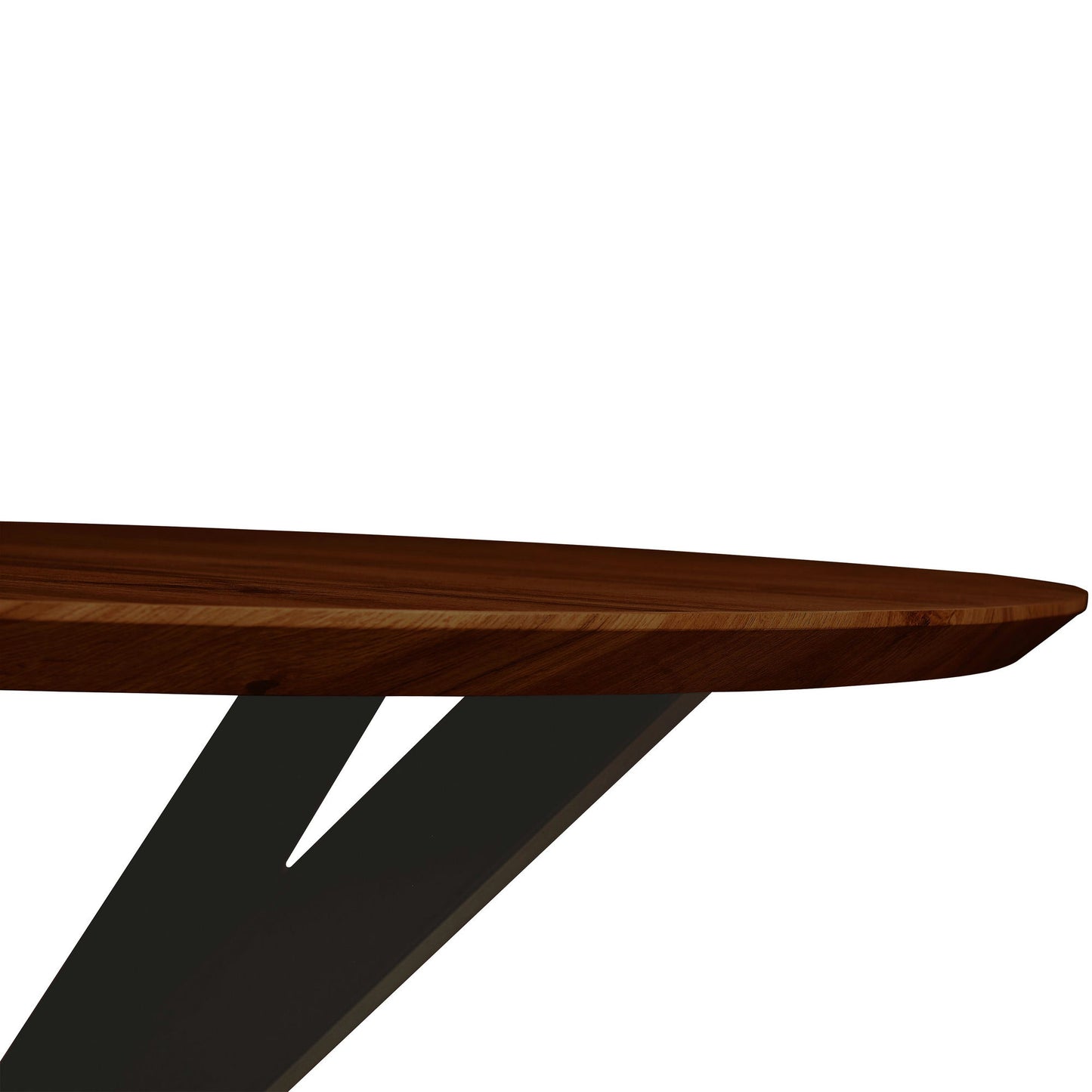 LeisureMod Ravenna 47" Round Dark Walnut Wood Dining Table With Metal Base