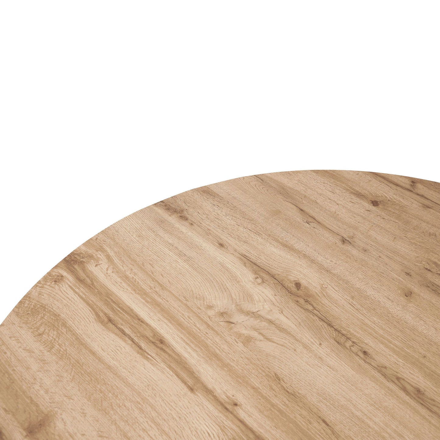 LeisureMod Ravenna 47" Round Maple Wood Dining Table With Modern Metal Base