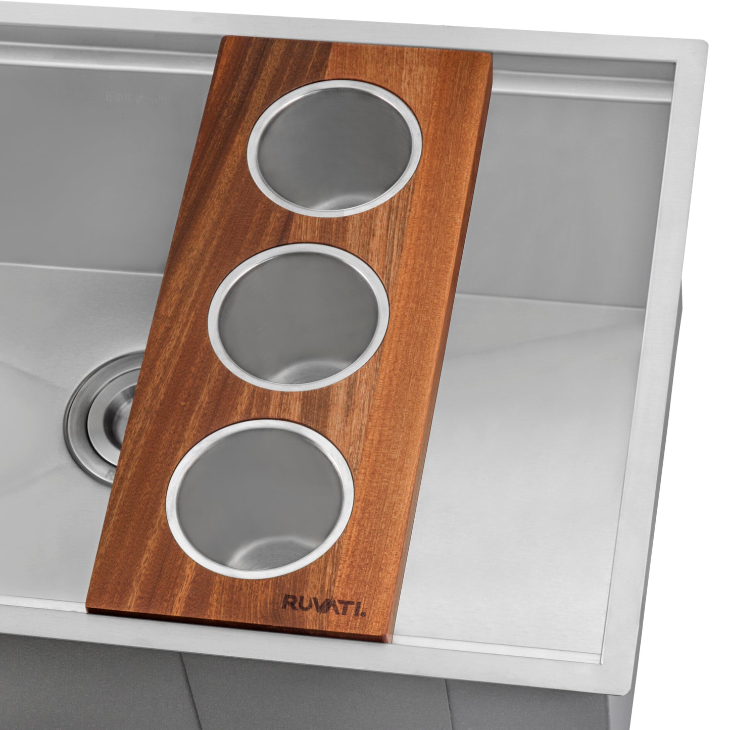 Ruvati Condiment Tray 3 Bowl Serving Board for Workstation Sinks