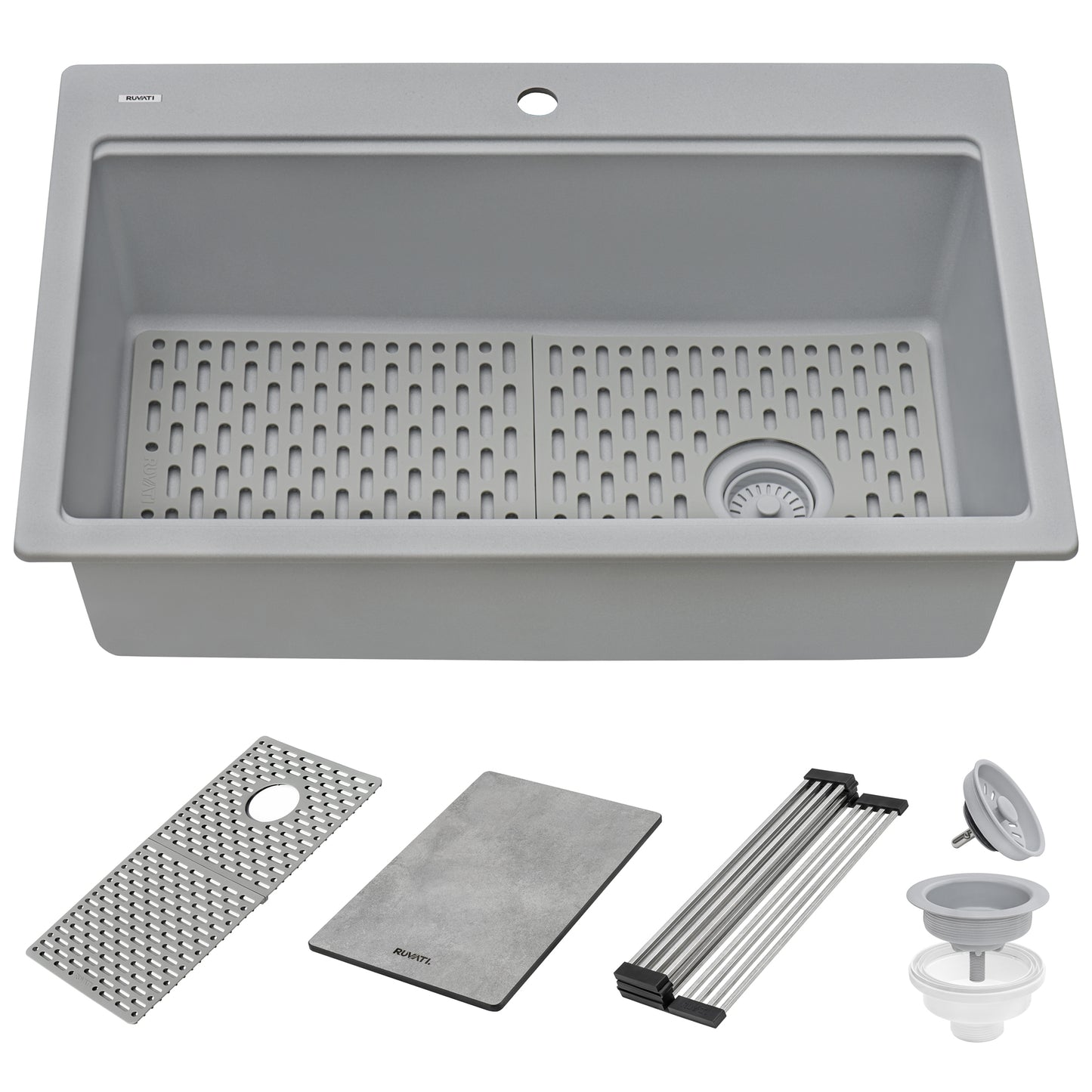 Ruvati epiStage 33 x 22 inch Topmount Kitchen Sink - Silver Gray