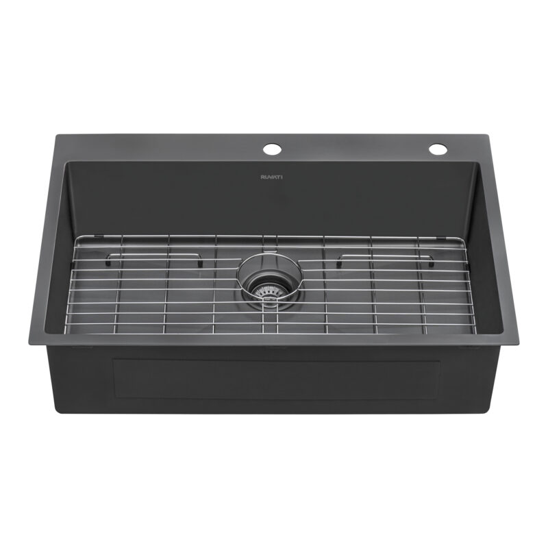 Ruvati Terraza 33 x 22 inch Stainless Steel Kitchen Sink - Gunmetal Matte Black