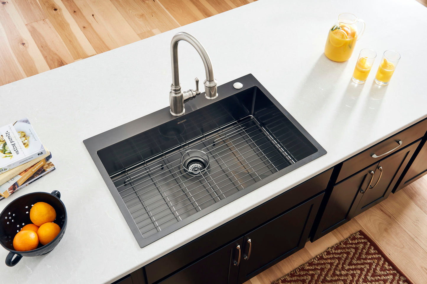 Ruvati Terraza 33 x 22 inch Stainless Steel Kitchen Sink - Gunmetal Matte Black