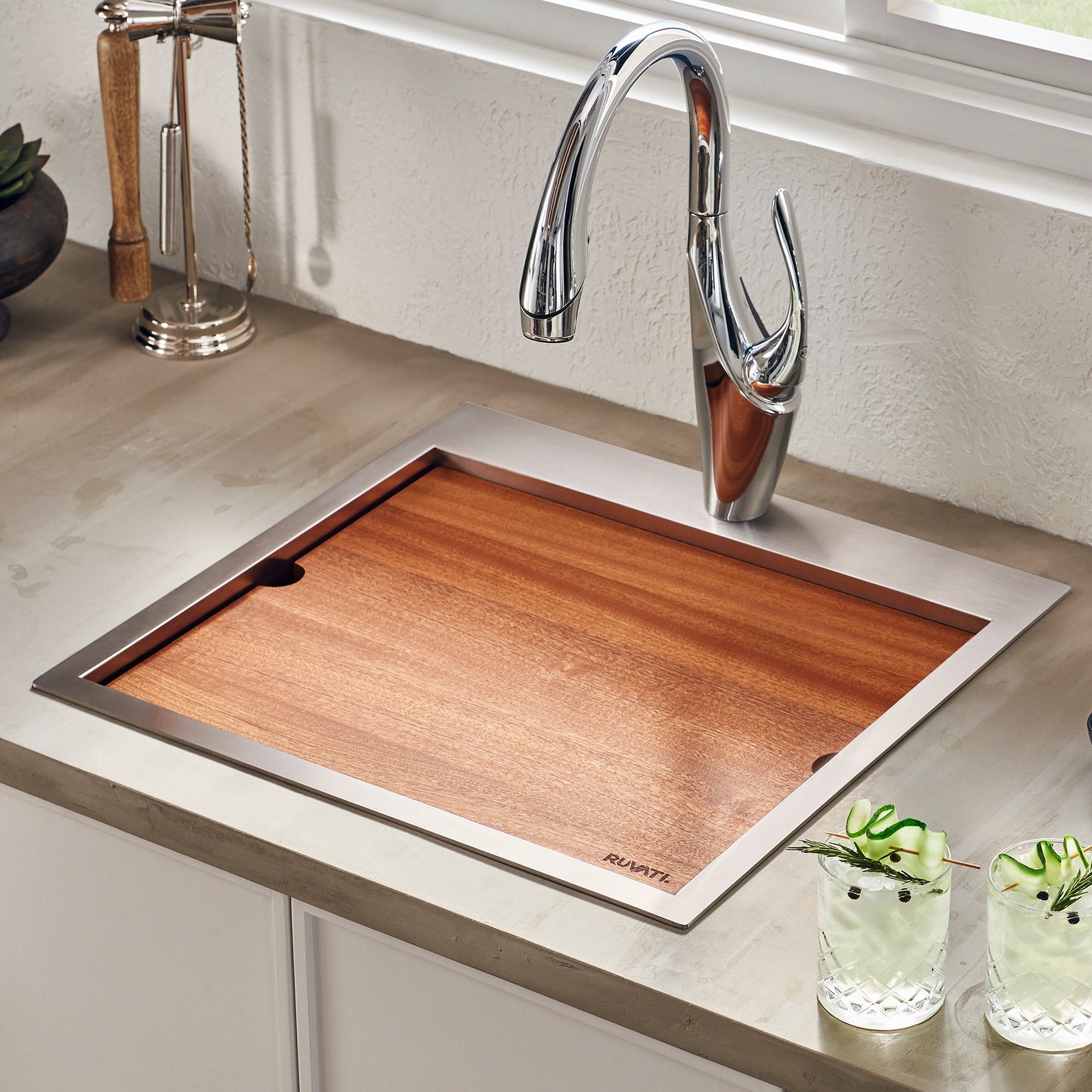 Ruvati Vino 21 x 20 inch Topmount Stainless Steel Kitchen Sink