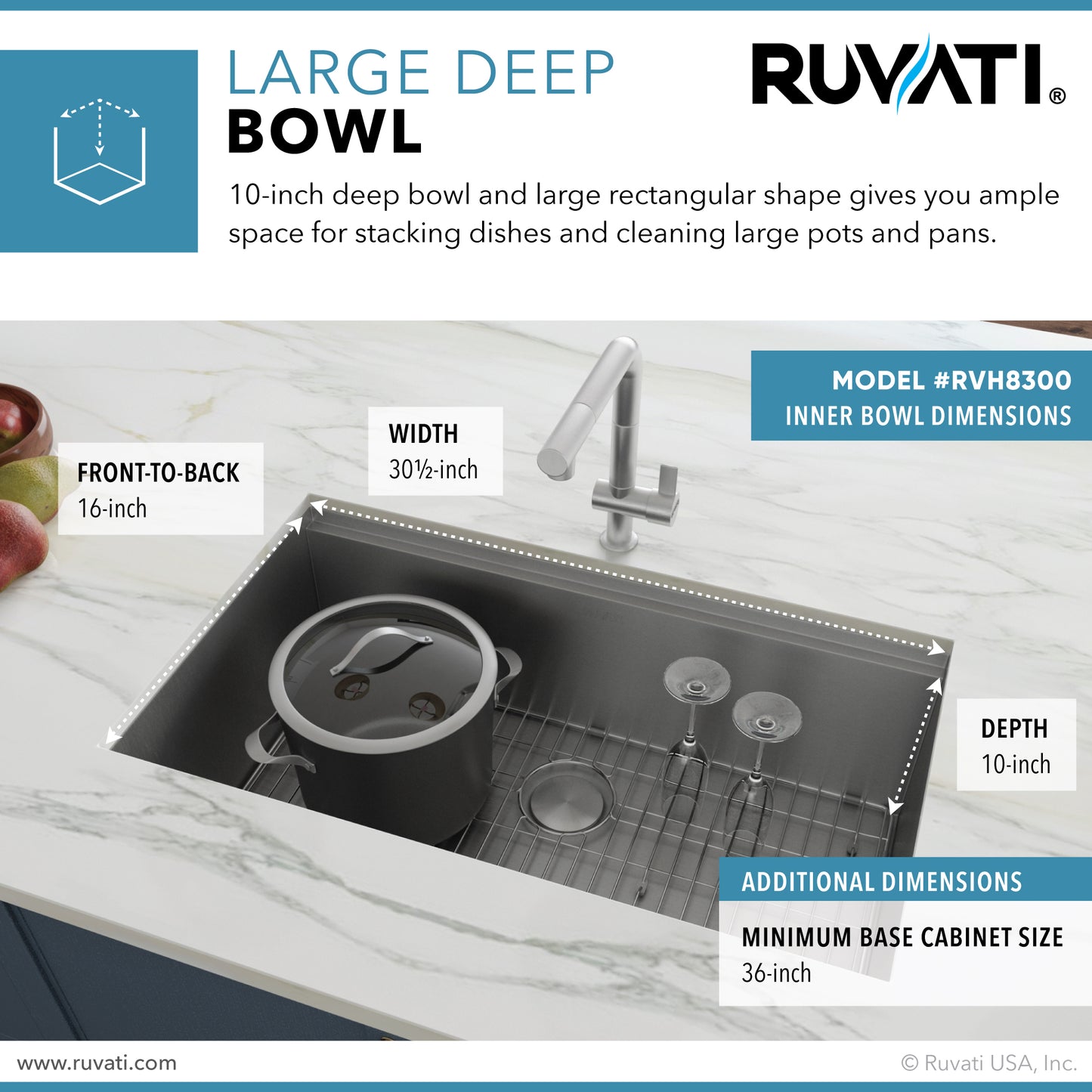 Ruvati Roma 32 x 19 inch Undermount Stainless Steel Kitchen Sink