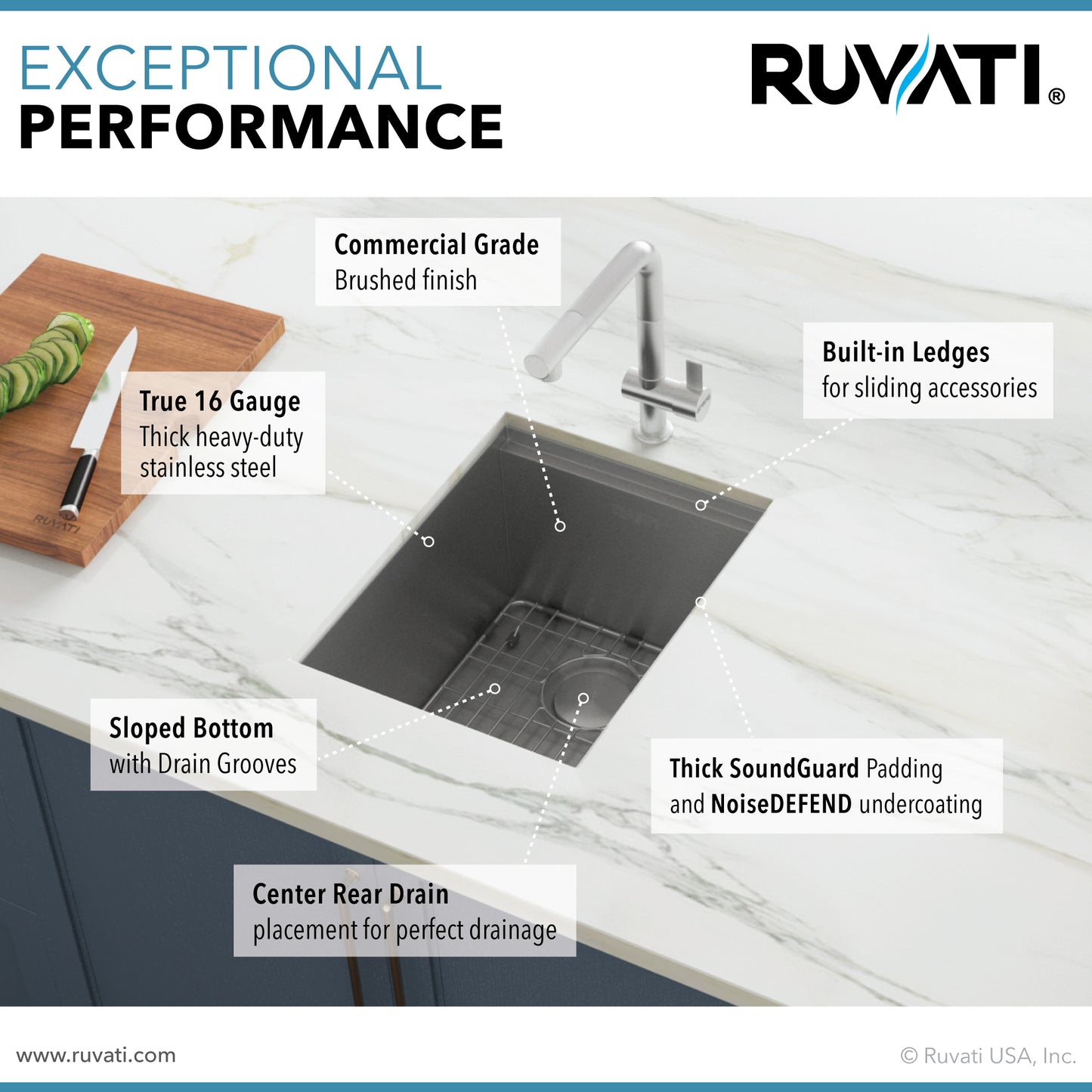 Ruvati Roma 15 x 19 inch Undermount Bar Sink