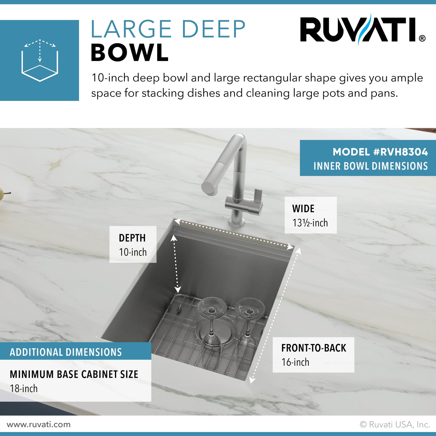 Ruvati Roma 15 x 19 inch Undermount Bar Sink